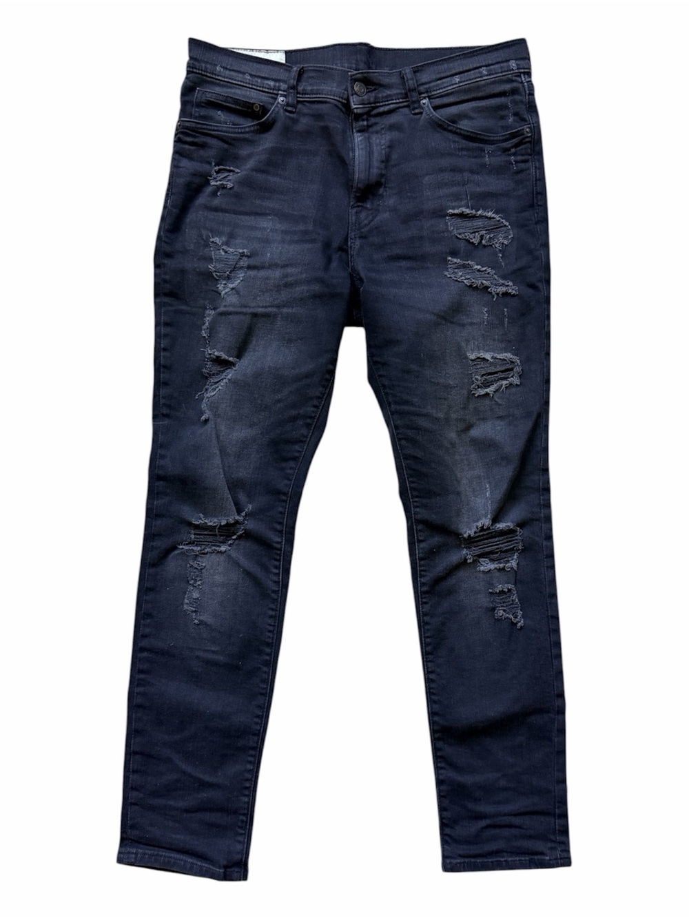 H&M Skinny Coupe Moulante & Denim Black Ripped Distressed Jeans